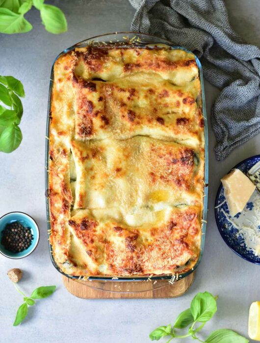 vegetarian lasagne with zuccini and spinach